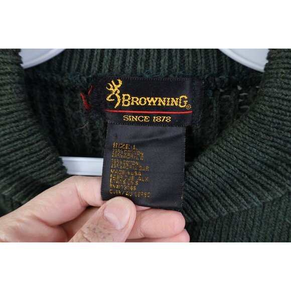 Vtg 90s Streetwear Mens Large Faded Cotton Ribbed Knit Henley Sweater Green USA - Picture 12 of 16